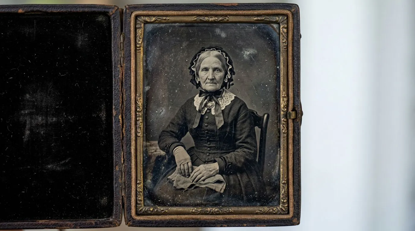 Vintage daguerreotype portrait of an elderly woman